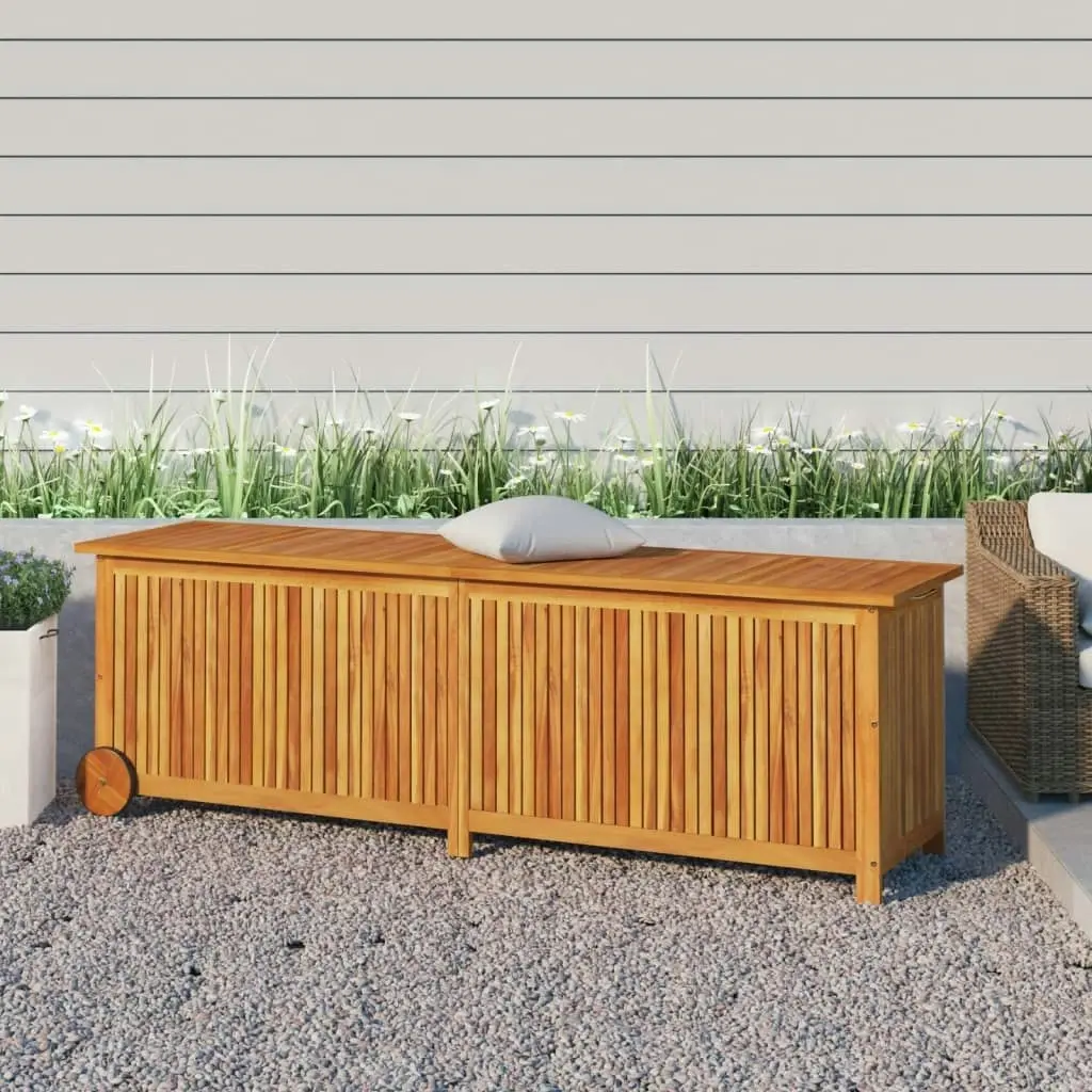 Garden Storage Box with Wheels 150x50x58 cm Solid Wood Acacia 319713