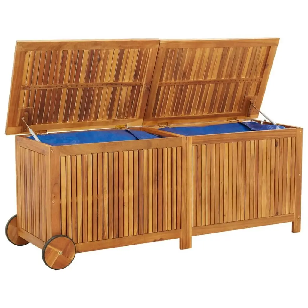 Garden Storage Box with Wheels 150x50x58 cm Solid Wood Acacia 319713