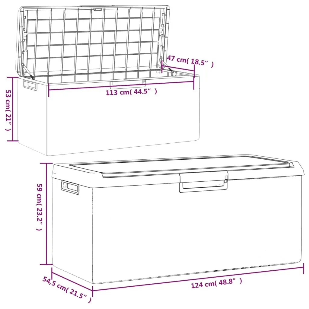 Garden Storage Box with Seat Cushion Anthracite 350 L PP 364213