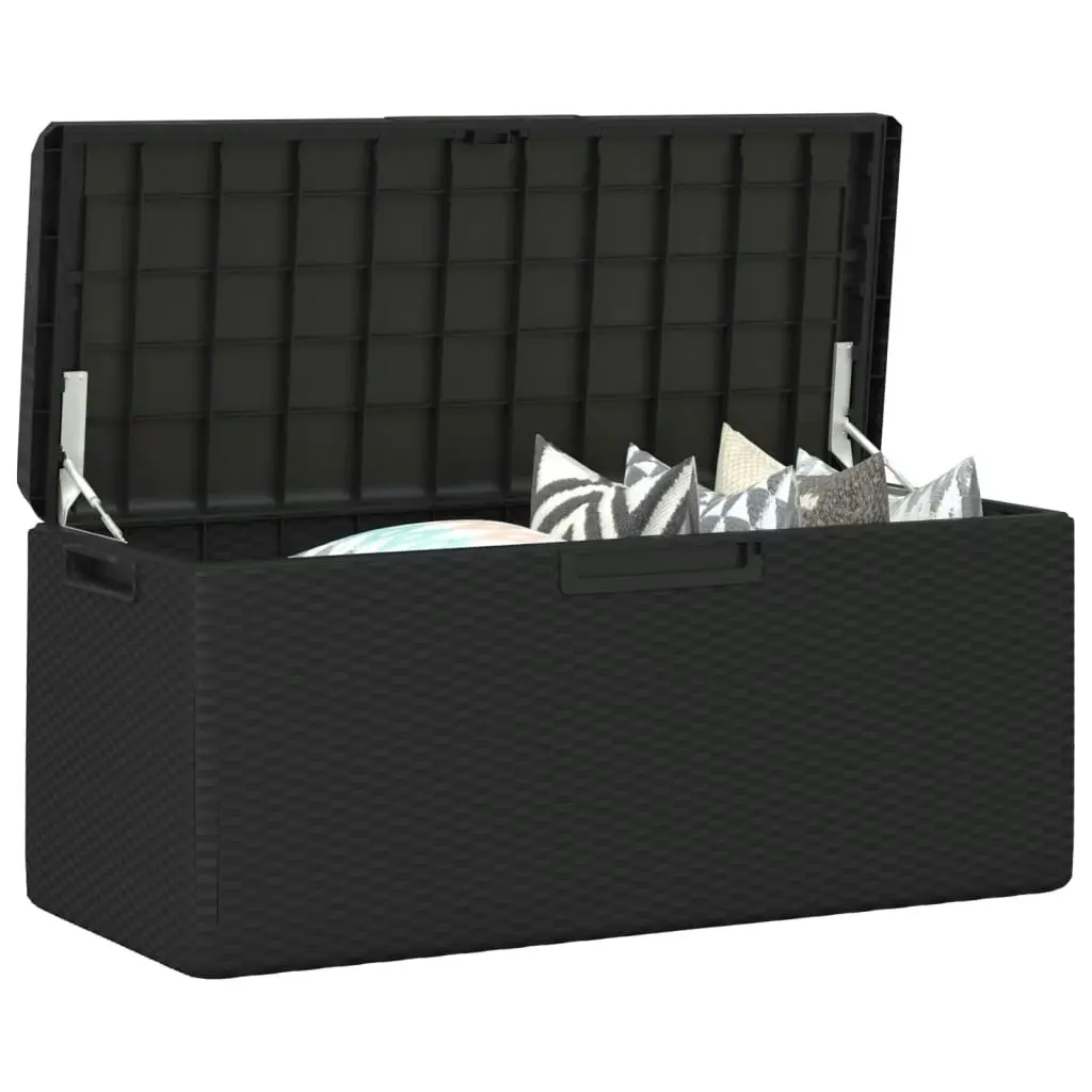 Garden Storage Box with Seat Cushion Anthracite 350 L PP 364213