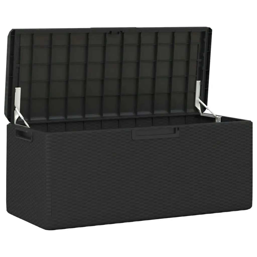 Garden Storage Box with Seat Cushion Anthracite 350 L PP 364213