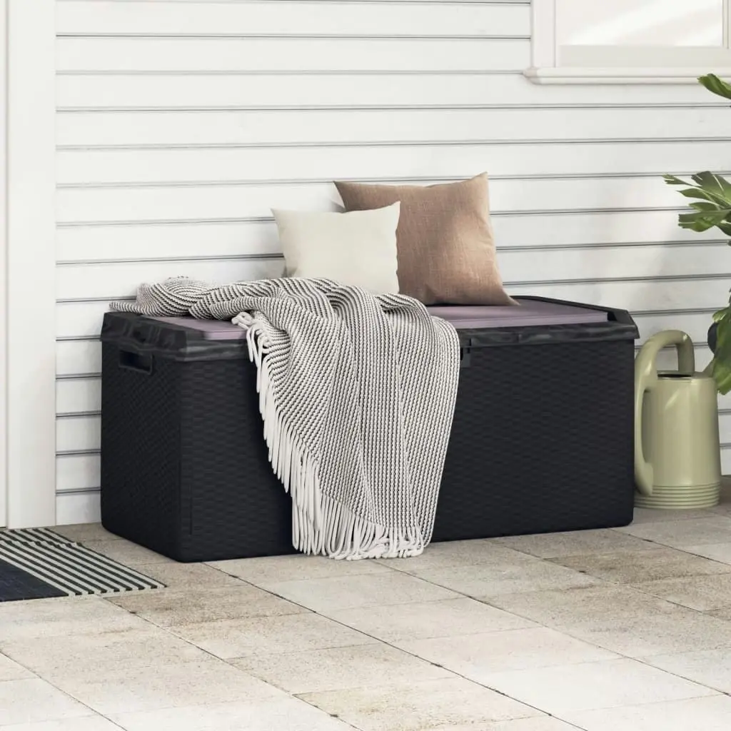 Garden Storage Box with Seat Cushion Anthracite 350 L PP 364213