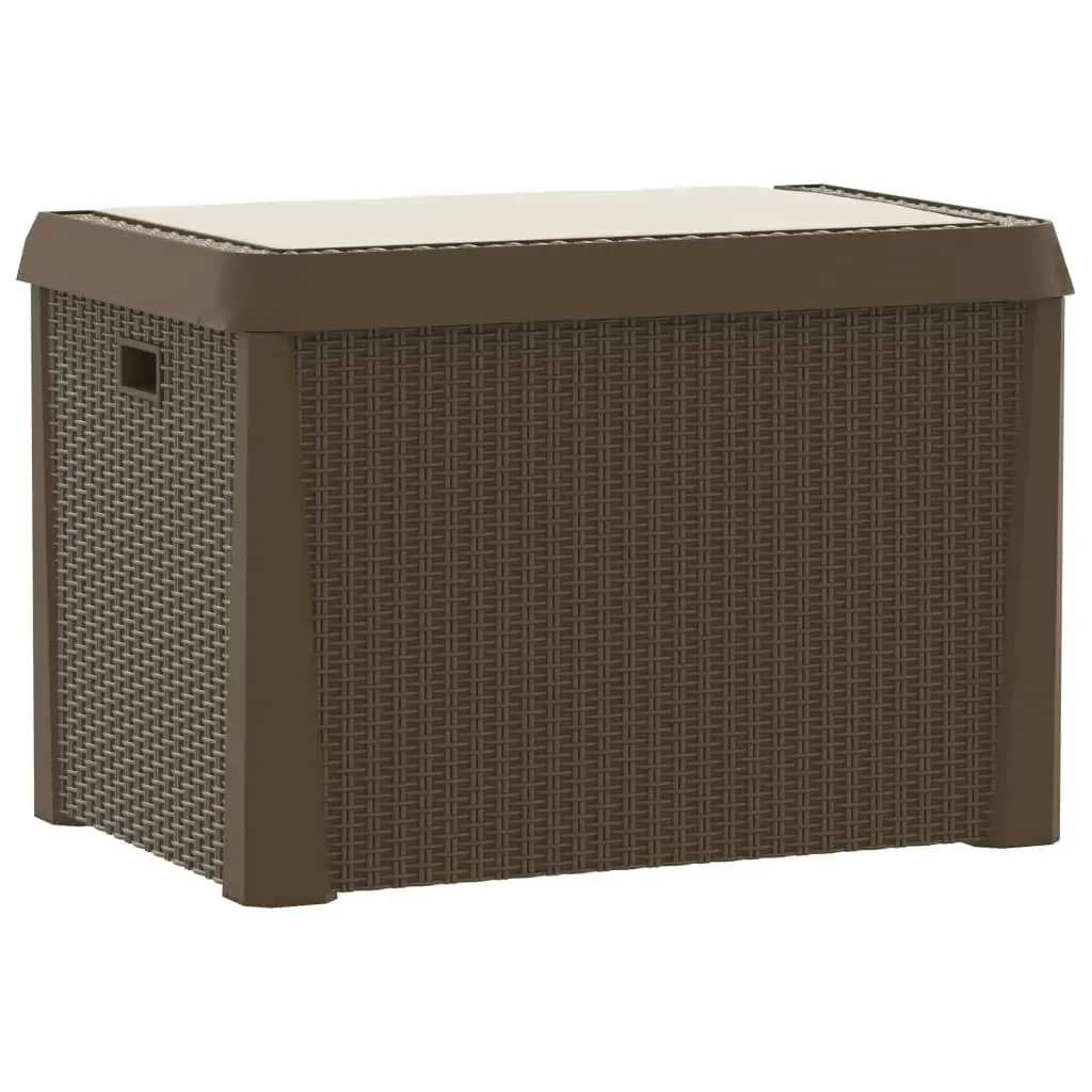 Garden Storage Box with Seat Cushion Brown 125 L PP 364212