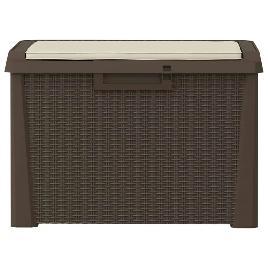 Garden Storage Box with Seat Cushion Brown 125 L PP 364212