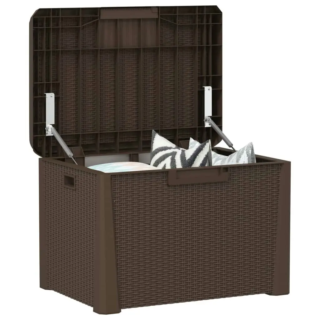 Garden Storage Box with Seat Cushion Brown 125 L PP 364212