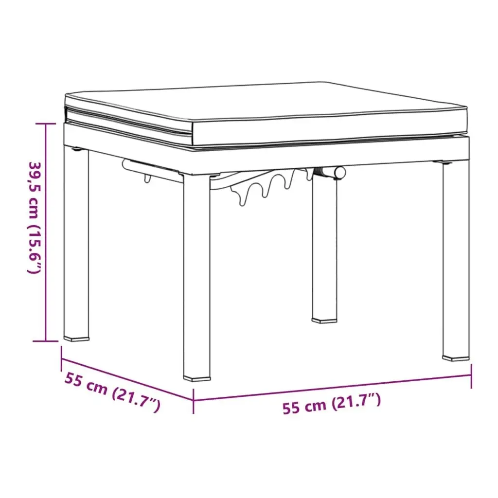 Garden Stool with Cushion Black Powder-coated Steel 4008567