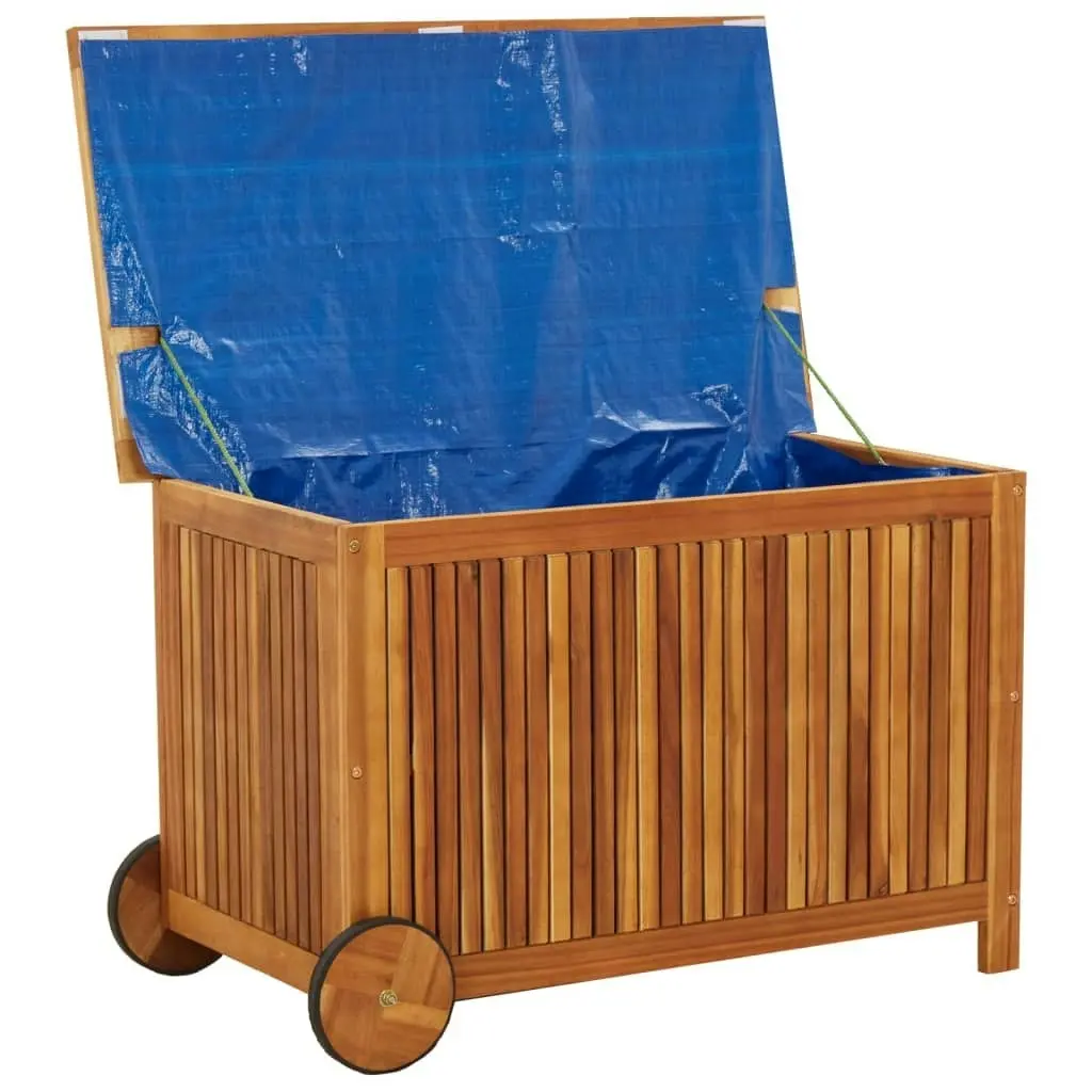 Garden Storage Box with Wheels 90x50x58 cm Solid Wood Acacia 319711