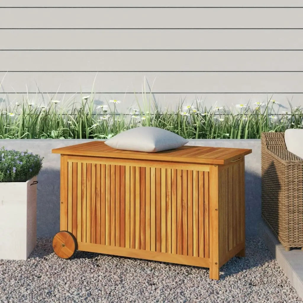 Garden Storage Box with Wheels 90x50x58 cm Solid Wood Acacia 319711