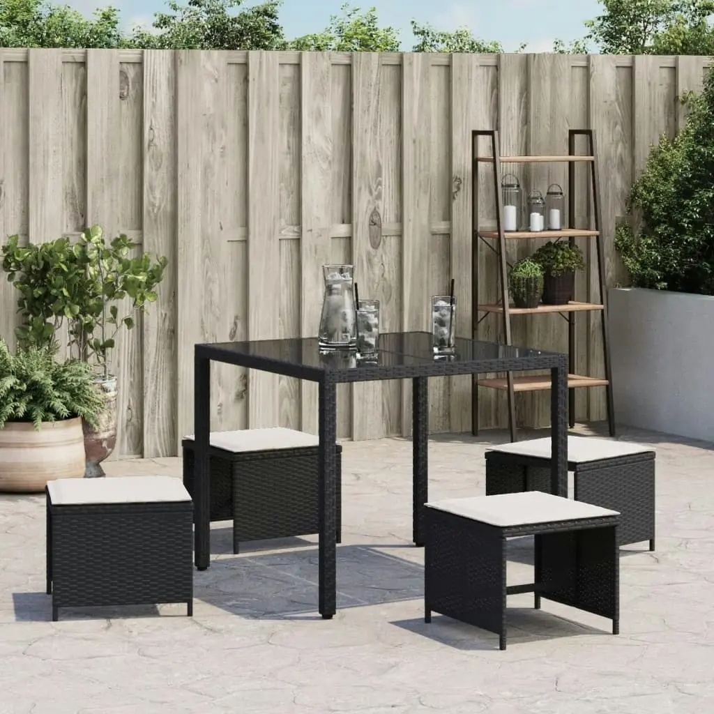 Garden Stools with Cushions 4 pcs Black 41x41x36 cm Poly Rattan 365041