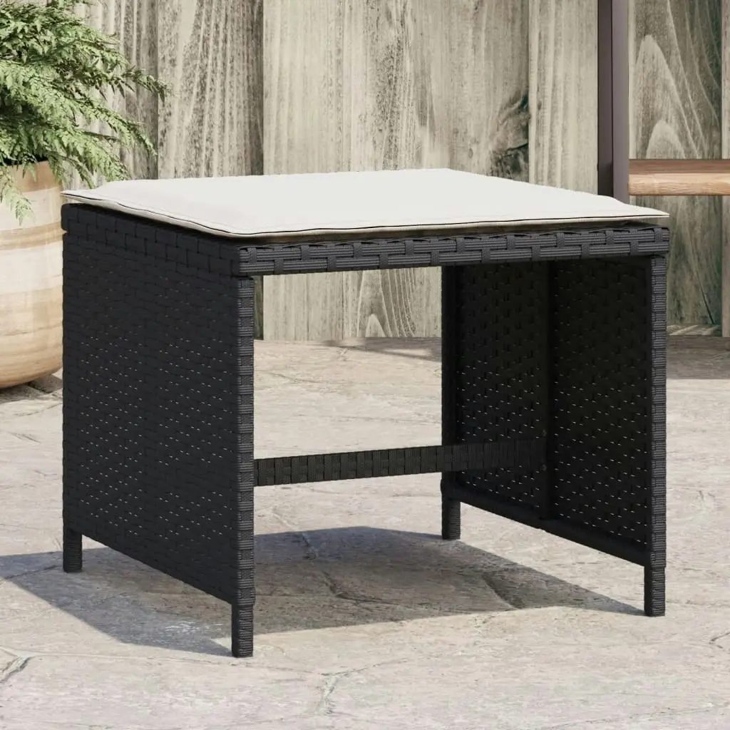 Garden Stools with Cushions 4 pcs Black 41x41x36 cm Poly Rattan 365041