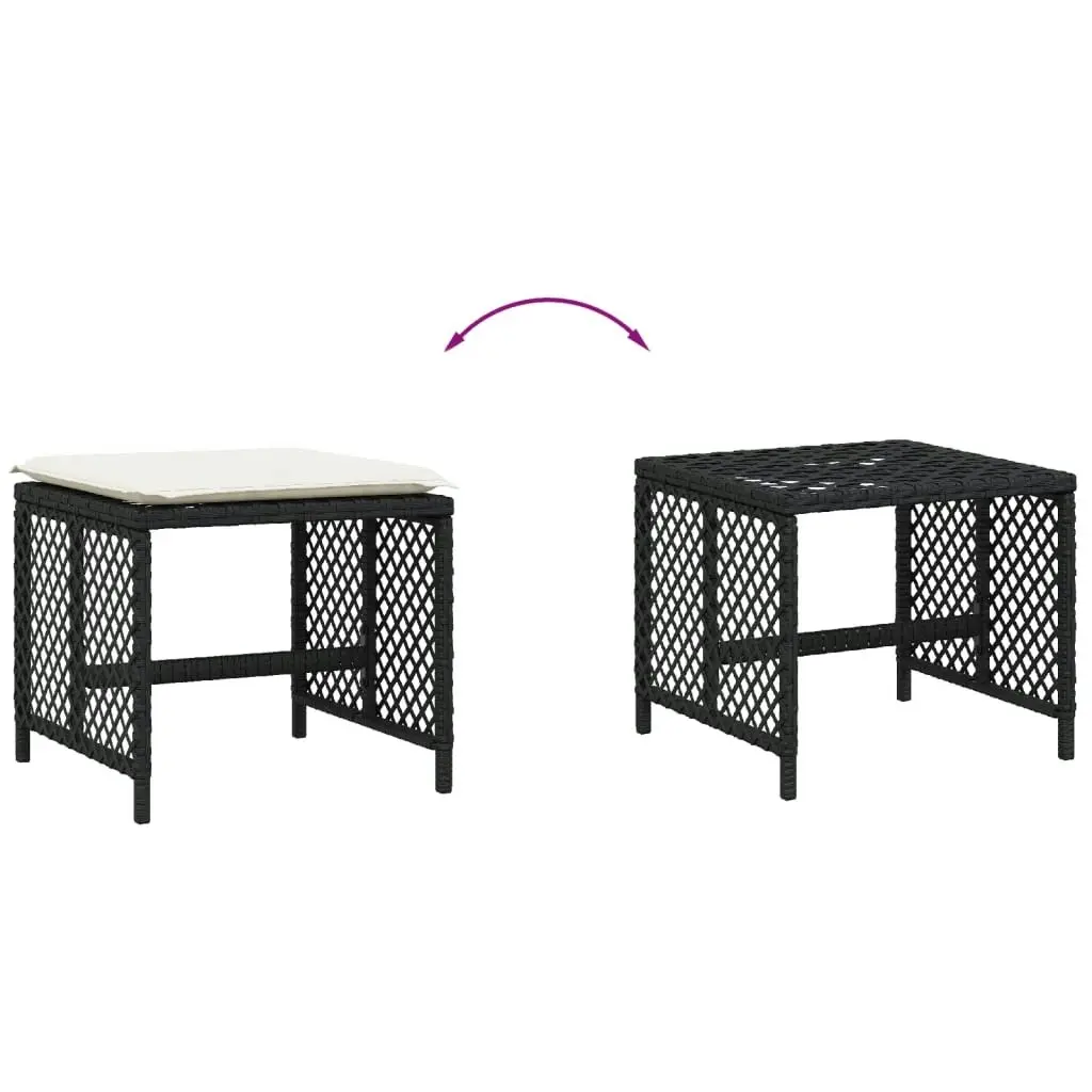 Garden Stools with Cushions 4 pcs Black 41x41x36 cm Poly Rattan 365048