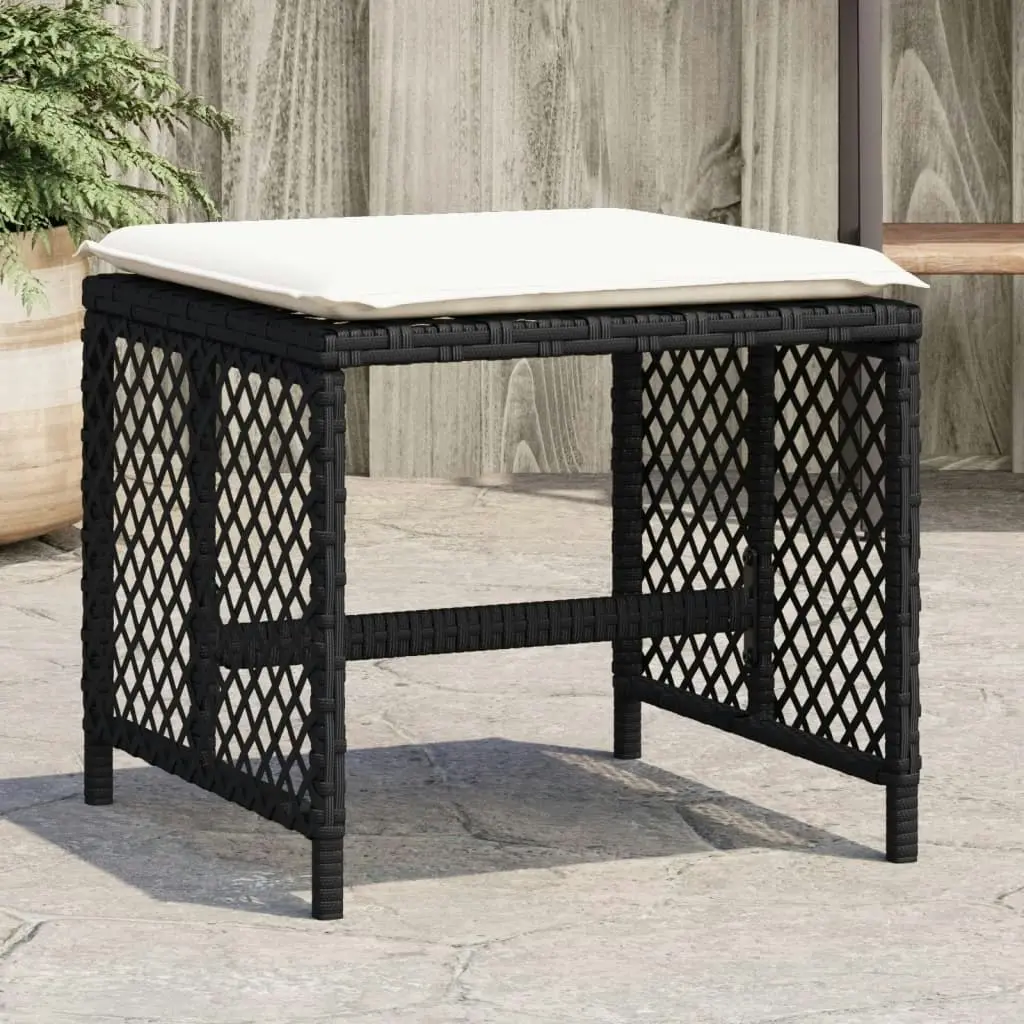 Garden Stools with Cushions 4 pcs Black 41x41x36 cm Poly Rattan 365048