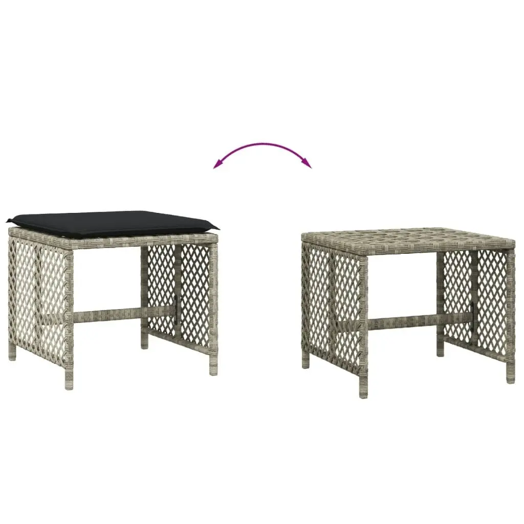 Garden Stools with Cushions 4 pcs Light Grey 41x41x36 cm Poly Rattan 365053