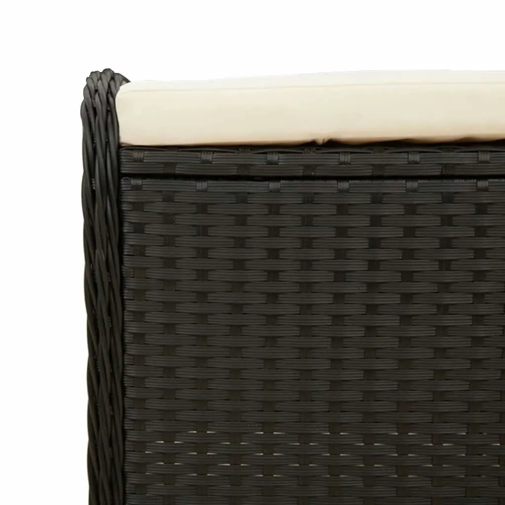 Garden Stool with Cushion Black 58x46x46 cm Poly Rattan 365733