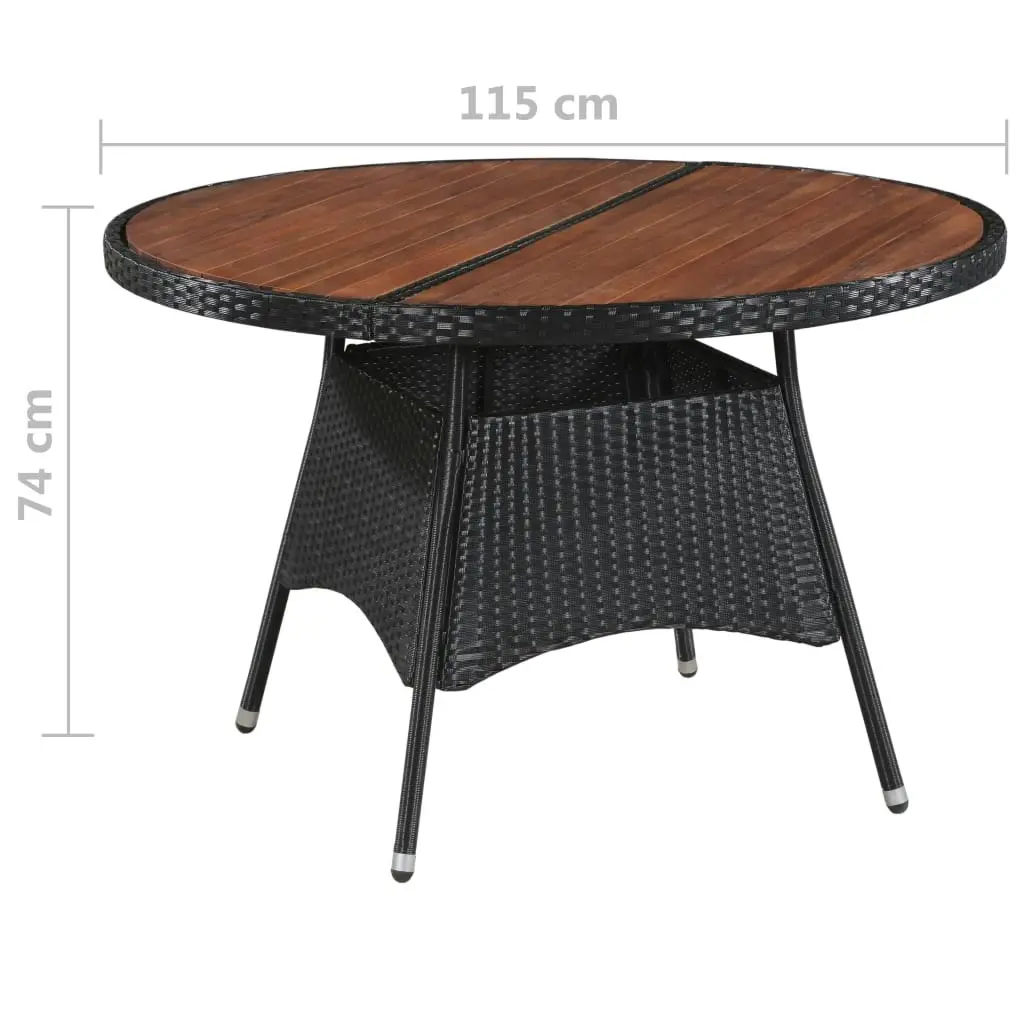 Garden Table 115x74 cm Poly Rattan and Solid Acacia Wood 43949