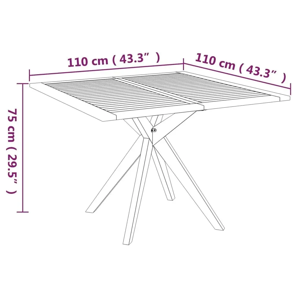 Garden Table 110x110x75 cm Solid Wood Acacia 316257