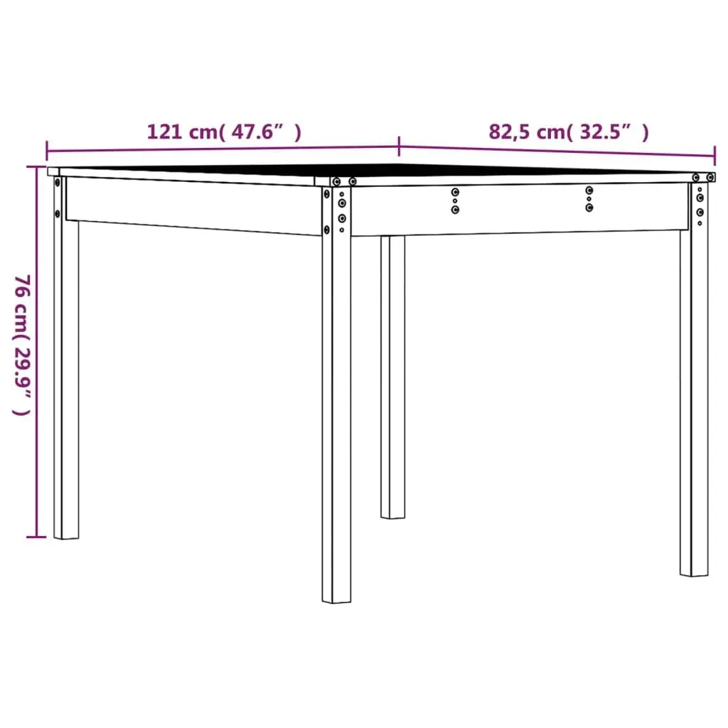 Garden Table 121x82.5x76 cm Solid Wood Pine 823969