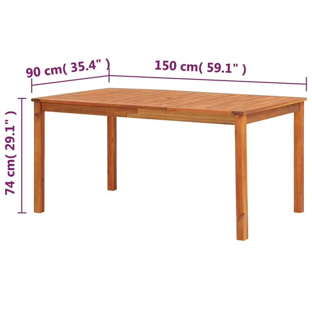 Garden Table 150x90x74 cm Solid Acacia Wood 45962