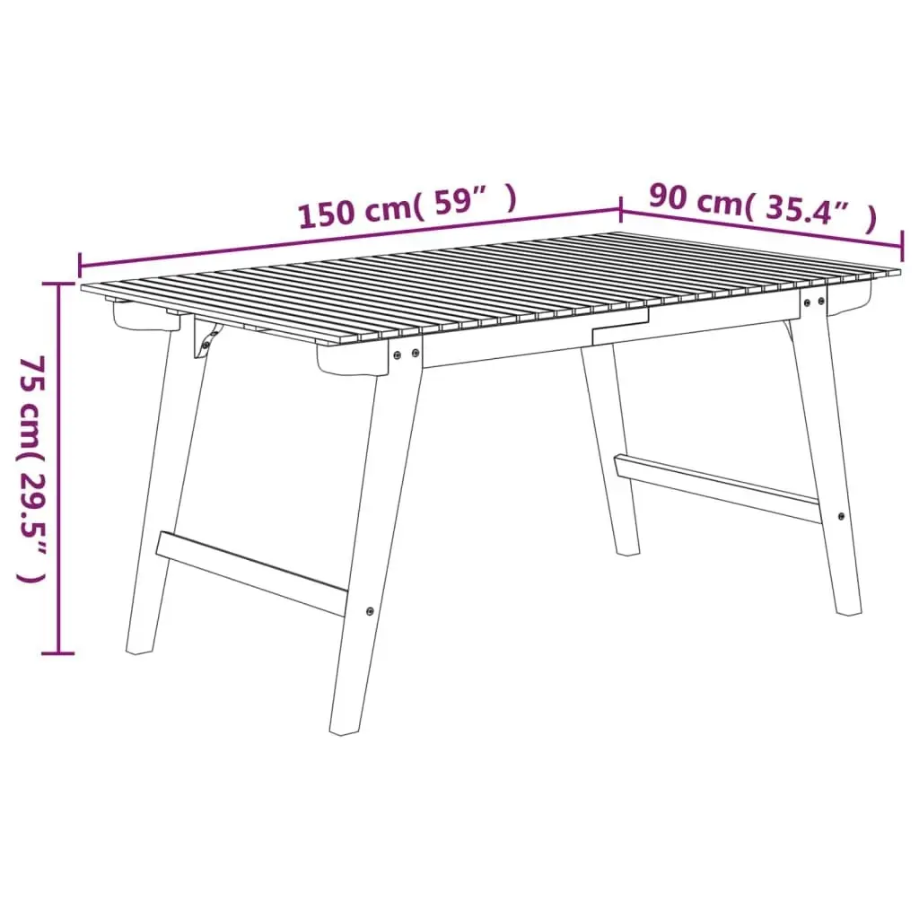 Garden Table 150x90x75 cm Solid Wood Acacia 363310