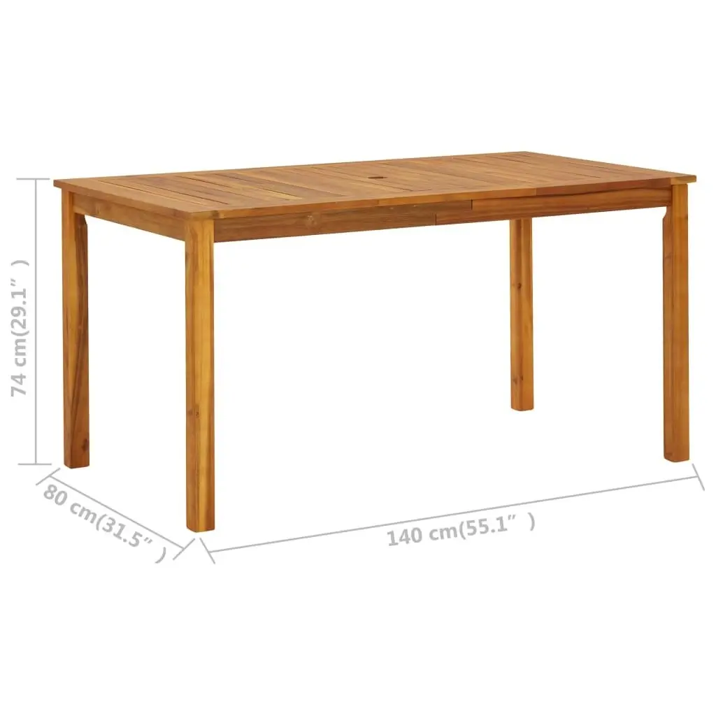 Garden Table 140x80x74 cm Solid Acacia Wood 42618