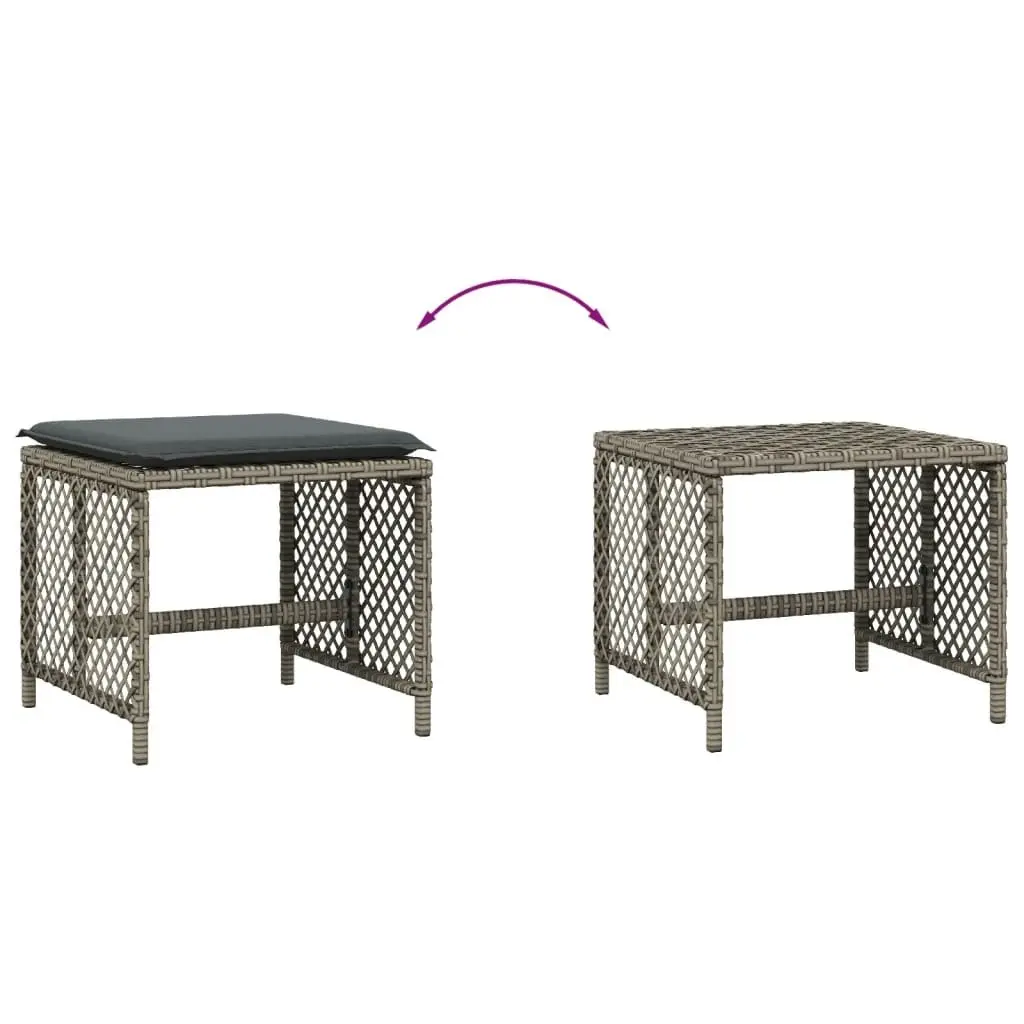 Garden Stools with Cushions 4 pcs Grey 41x41x36 cm Poly Rattan 365050