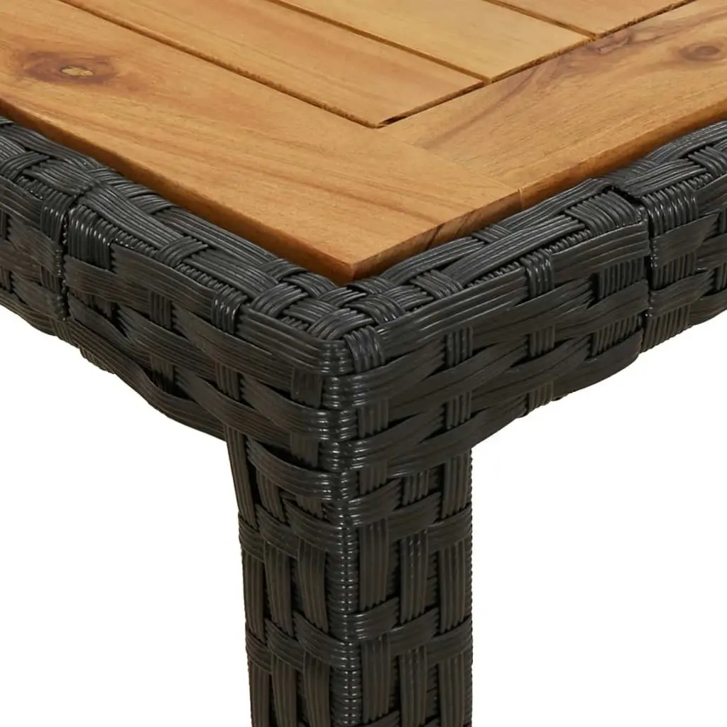 Garden Table 150x90x75 cm Poly Rattan and Acacia Wood Black 316720