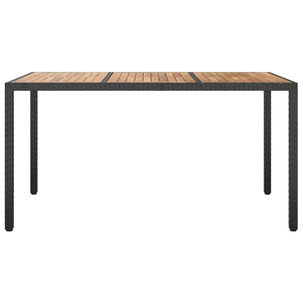 Garden Table 150x90x75 cm Poly Rattan and Acacia Wood Black 316720