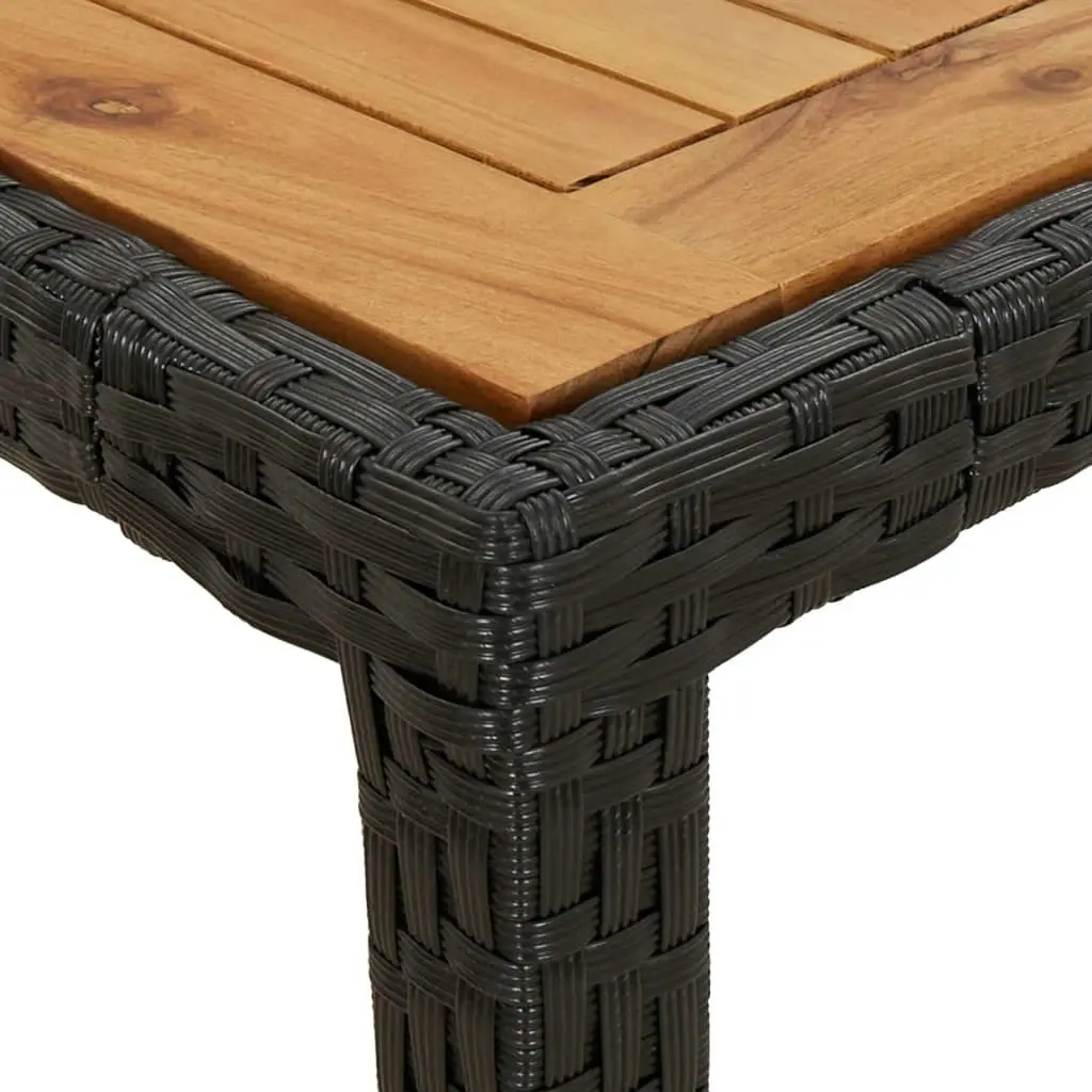 Garden Table 190x90x75 cm Poly Rattan and Acacia Wood Black 316722