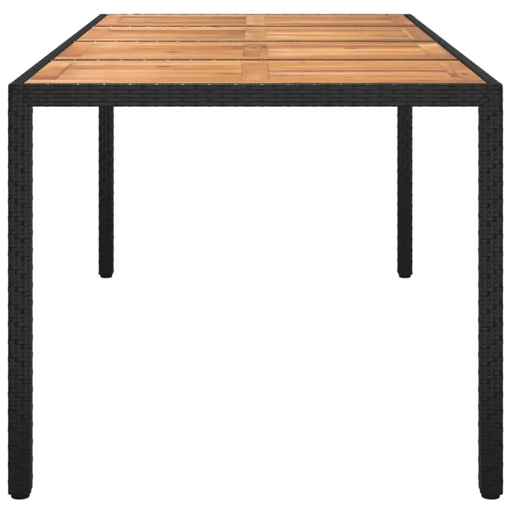 Garden Table 190x90x75 cm Poly Rattan and Acacia Wood Black 316722