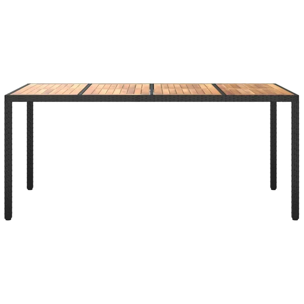 Garden Table 190x90x75 cm Poly Rattan and Acacia Wood Black 316722