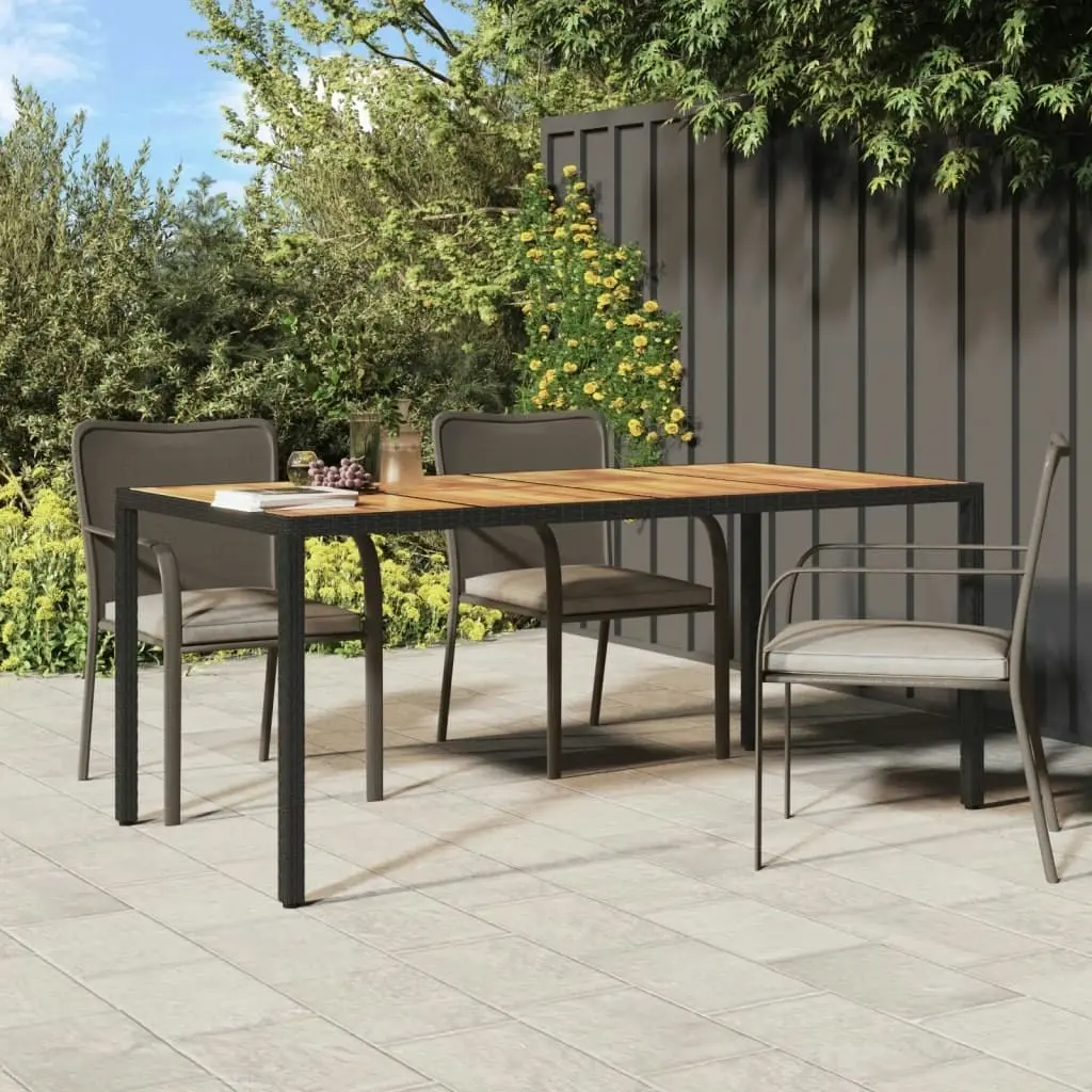 Garden Table 190x90x75 cm Poly Rattan and Acacia Wood Black 316722