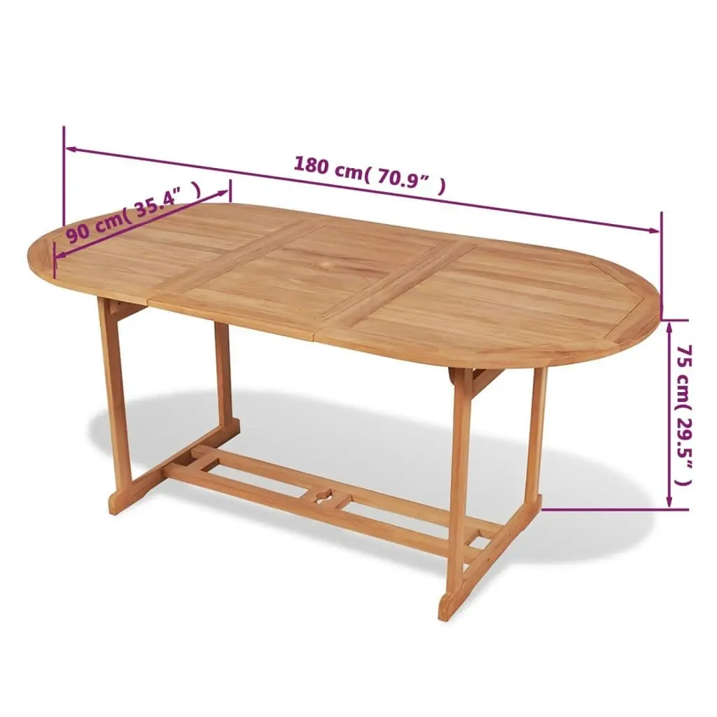 Garden Table 180x90x75 cm Solid Teak Wood 43030