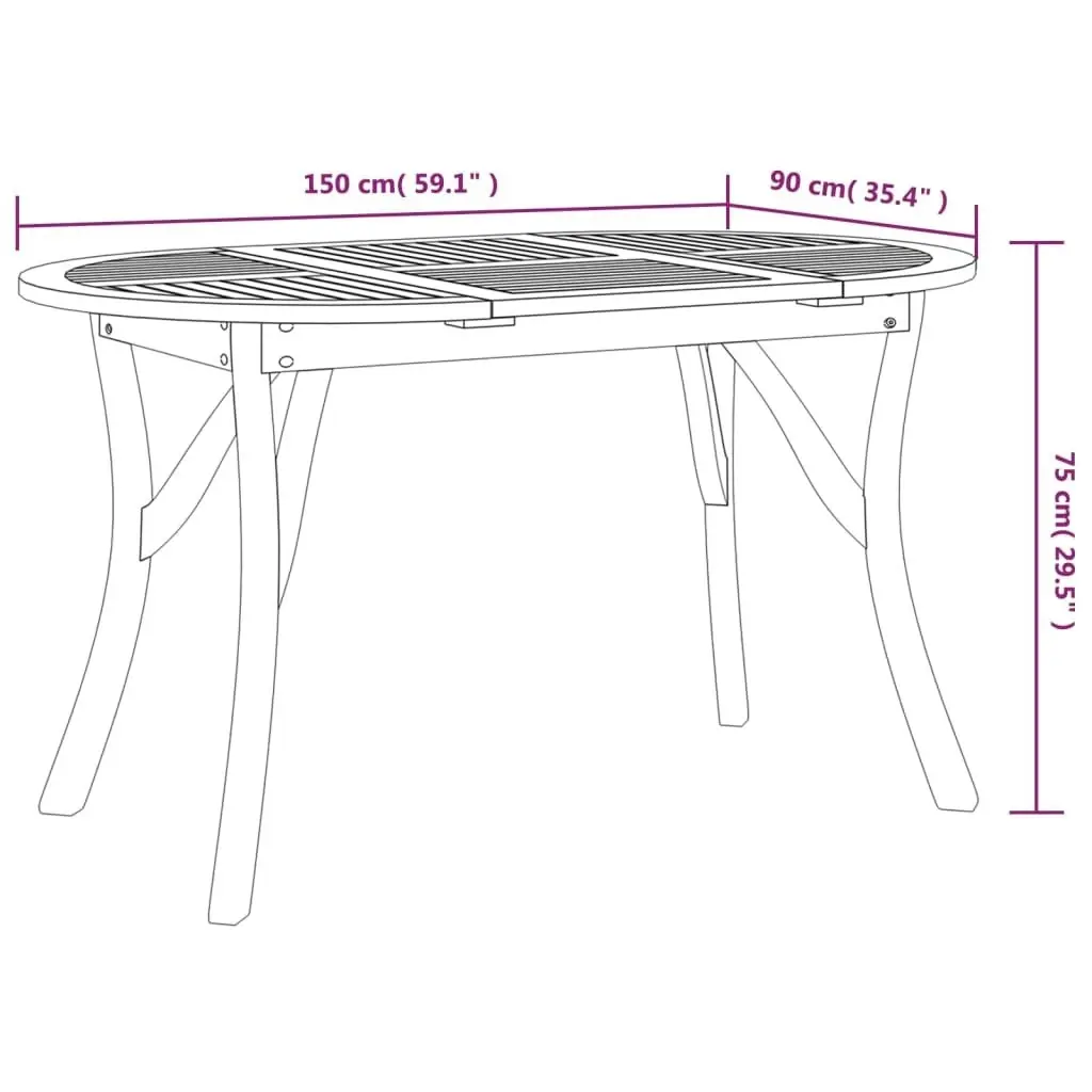 Garden Table 150x90x75 cm Solid Wood Acacia 363306