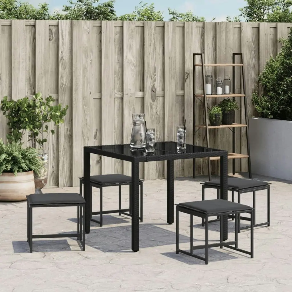 Garden Stools with Cushions 4 pcs Black Steel and Textilene 4008585