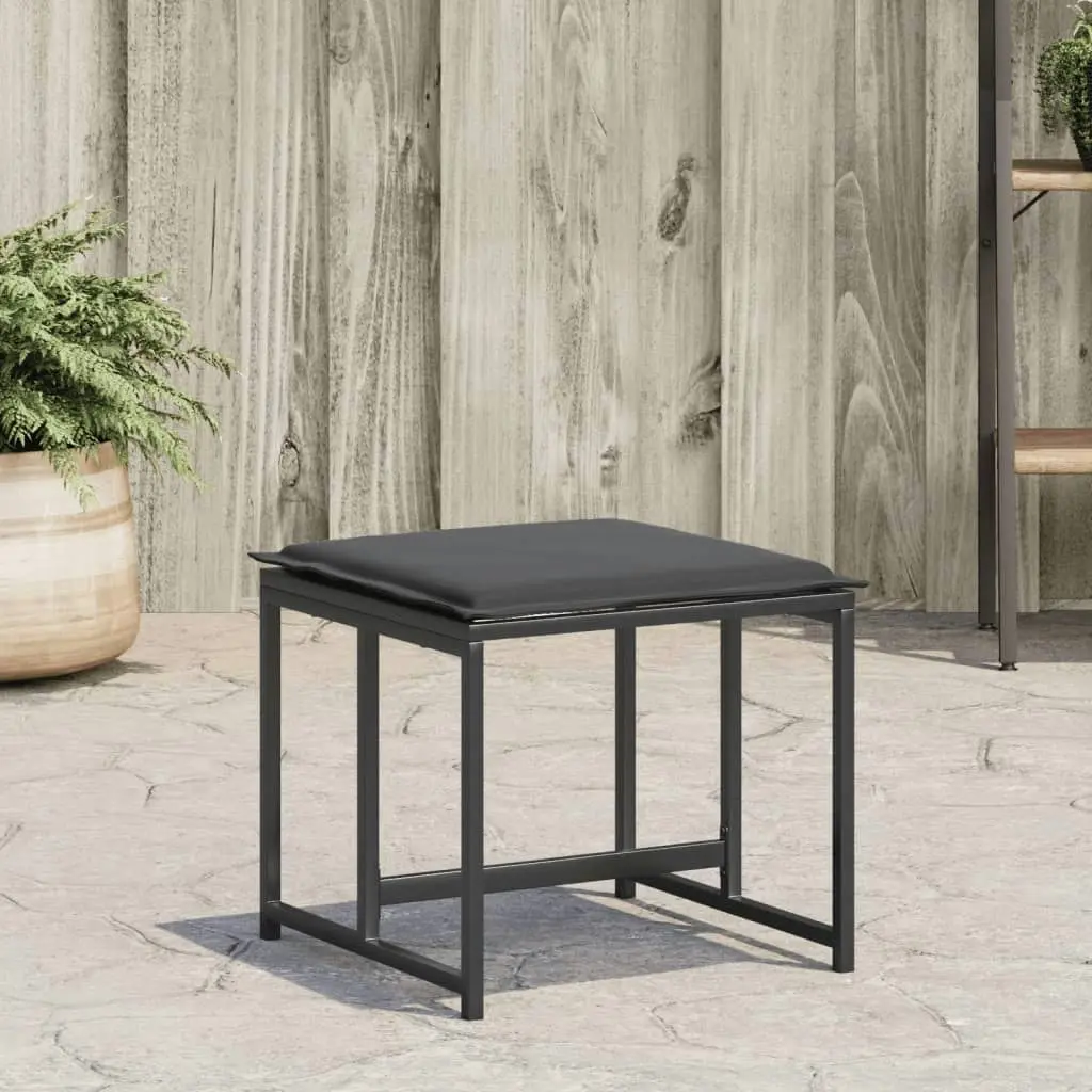 Garden Stools with Cushions 4 pcs Black Steel and Textilene 4008585