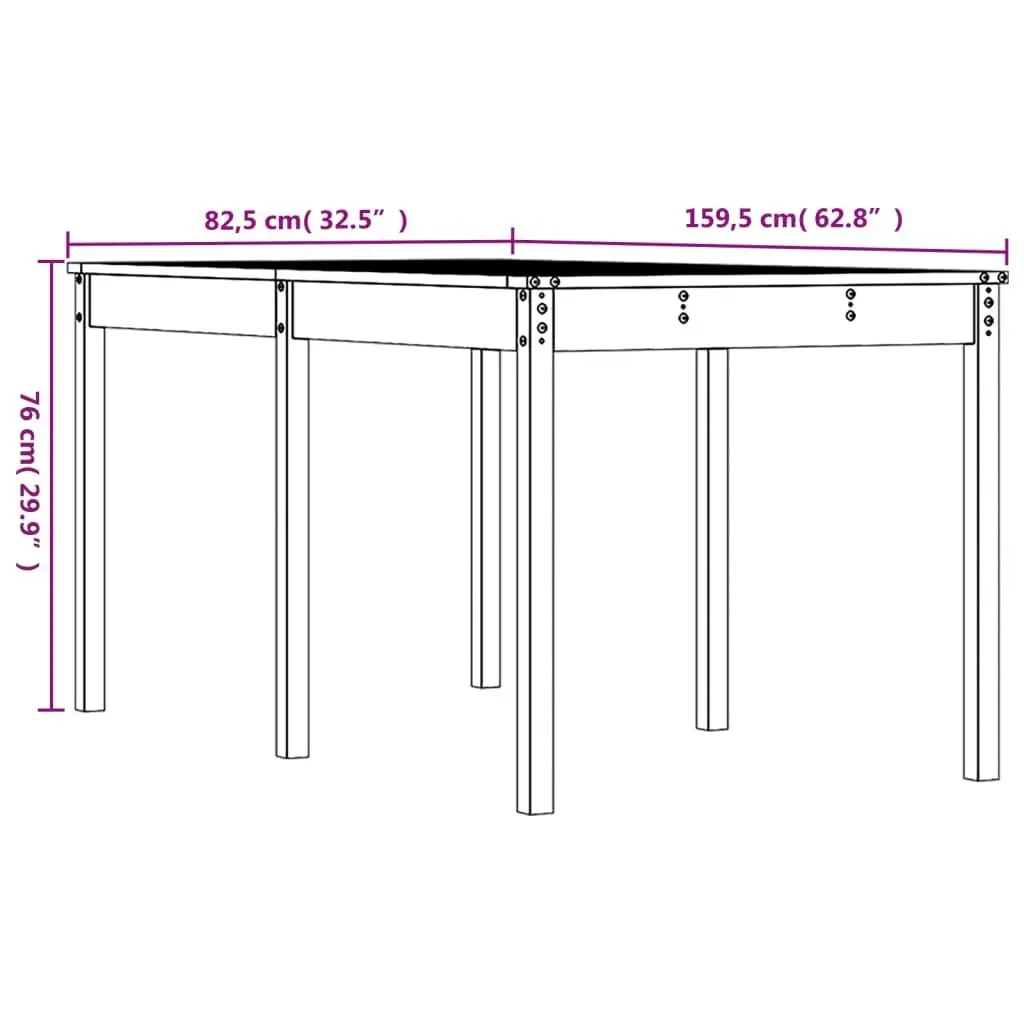 Garden Table 159.5x82.5x76 cm Solid Wood Pine 823976