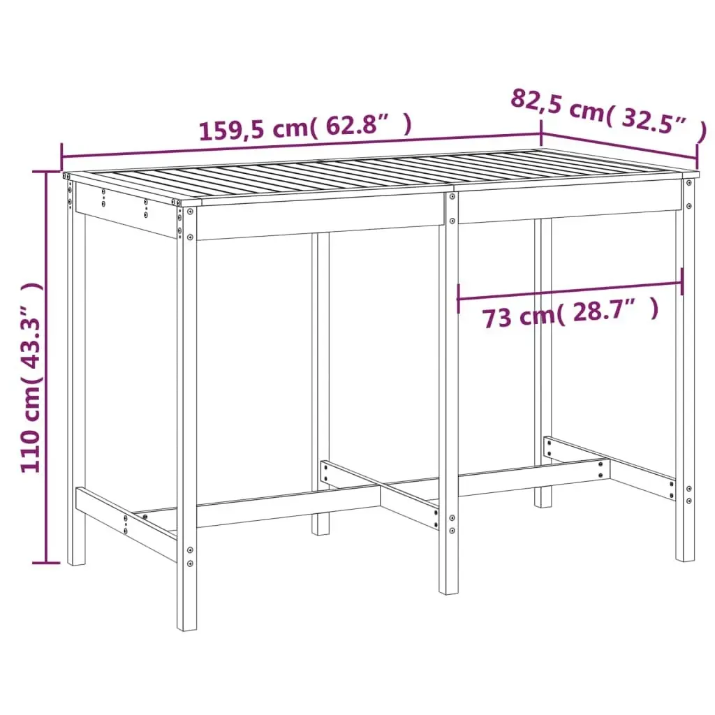 Garden Table 159.5x82.5x110 cm Solid Wood Pine 824095