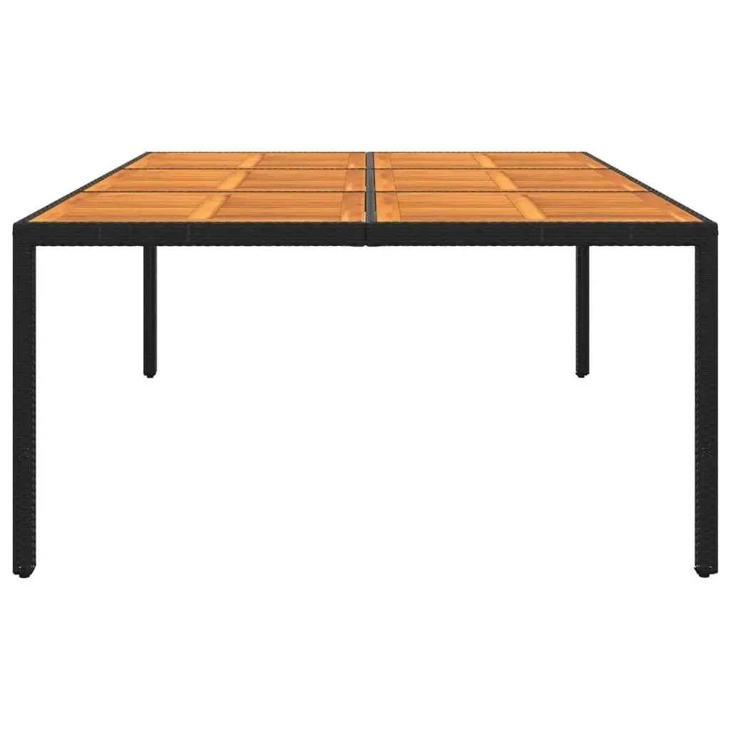 Garden Table 200x150x75 cm Acacia Wood and Poly Rattan Black 310590