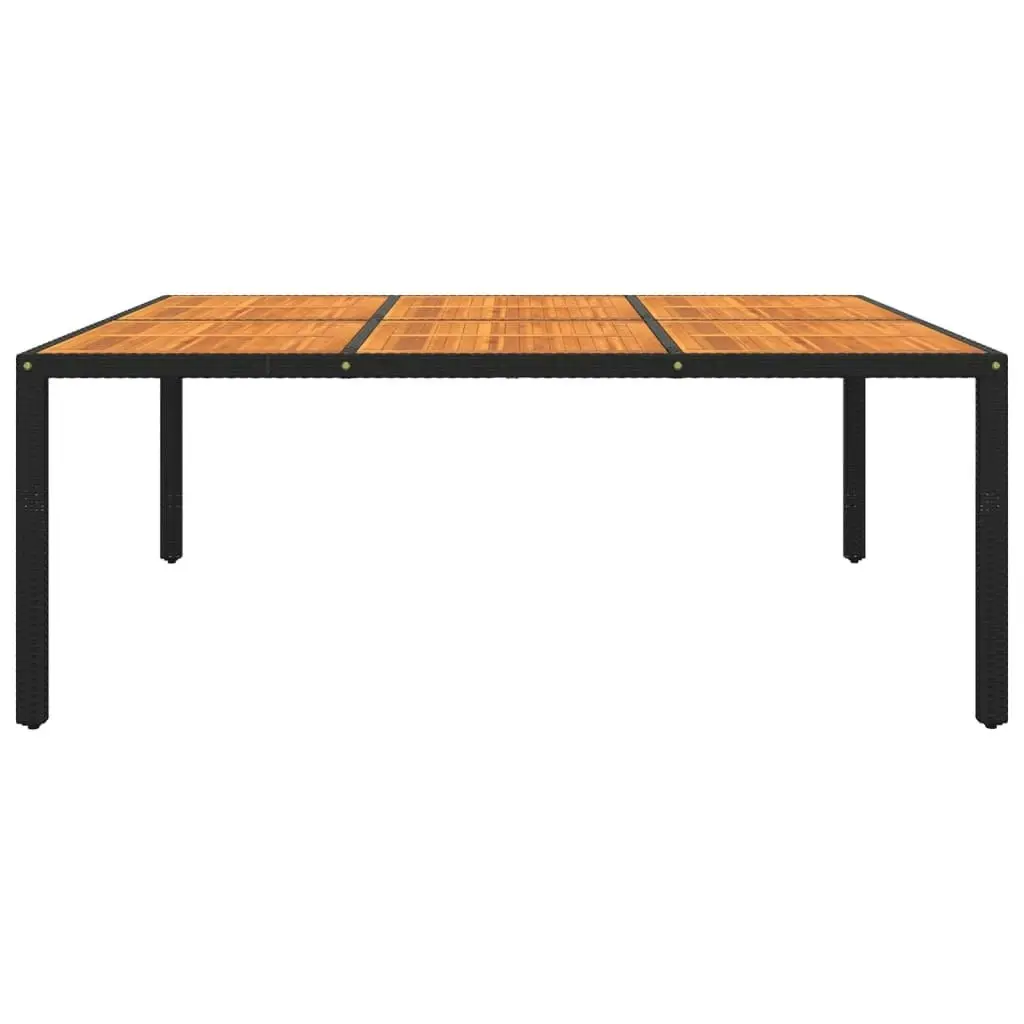 Garden Table 200x150x75 cm Acacia Wood and Poly Rattan Black 310590