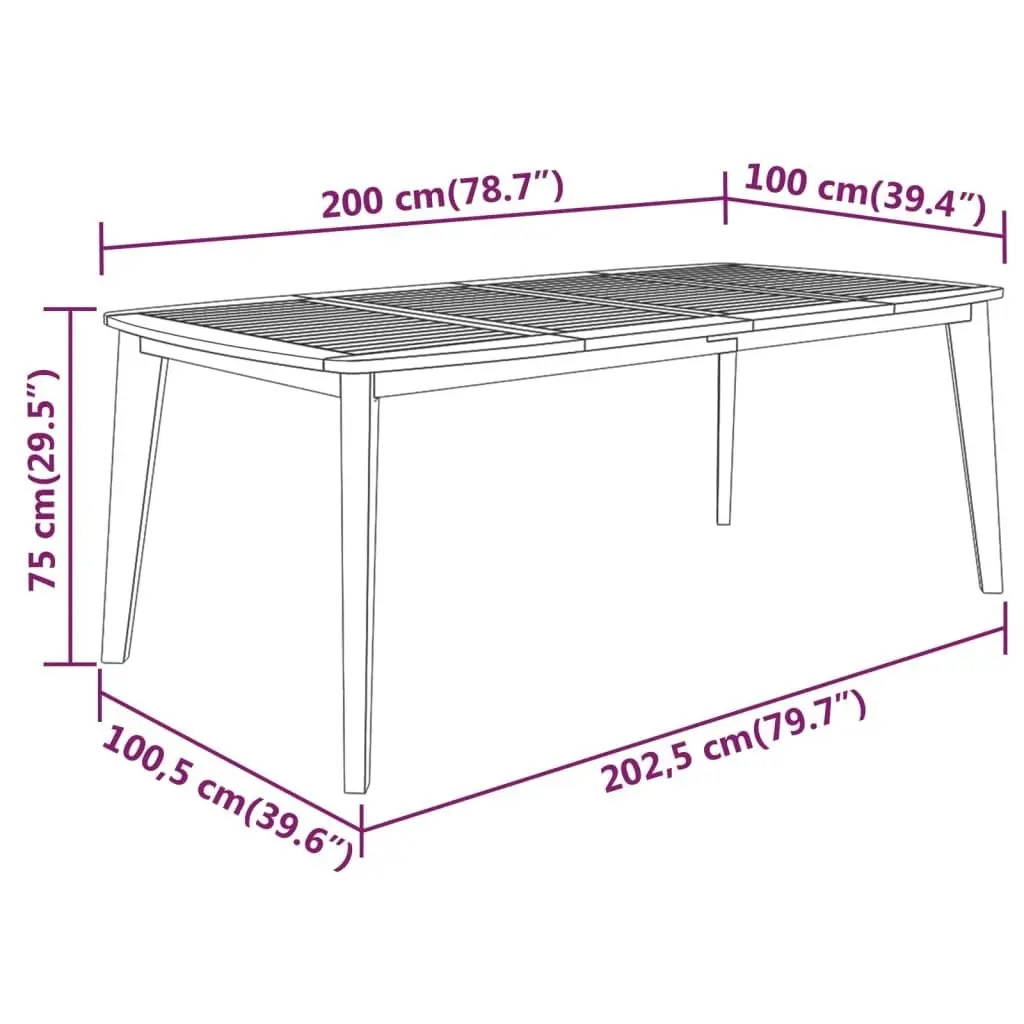 Garden Table 200x100x75 cm Solid Wood Acacia 310304