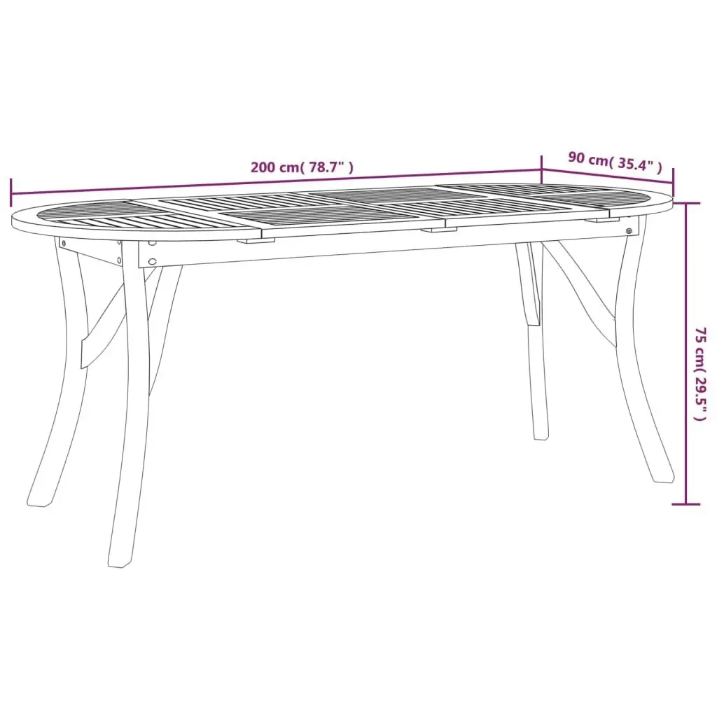 Garden Table 200x90x75 cm Solid Wood Acacia 363307