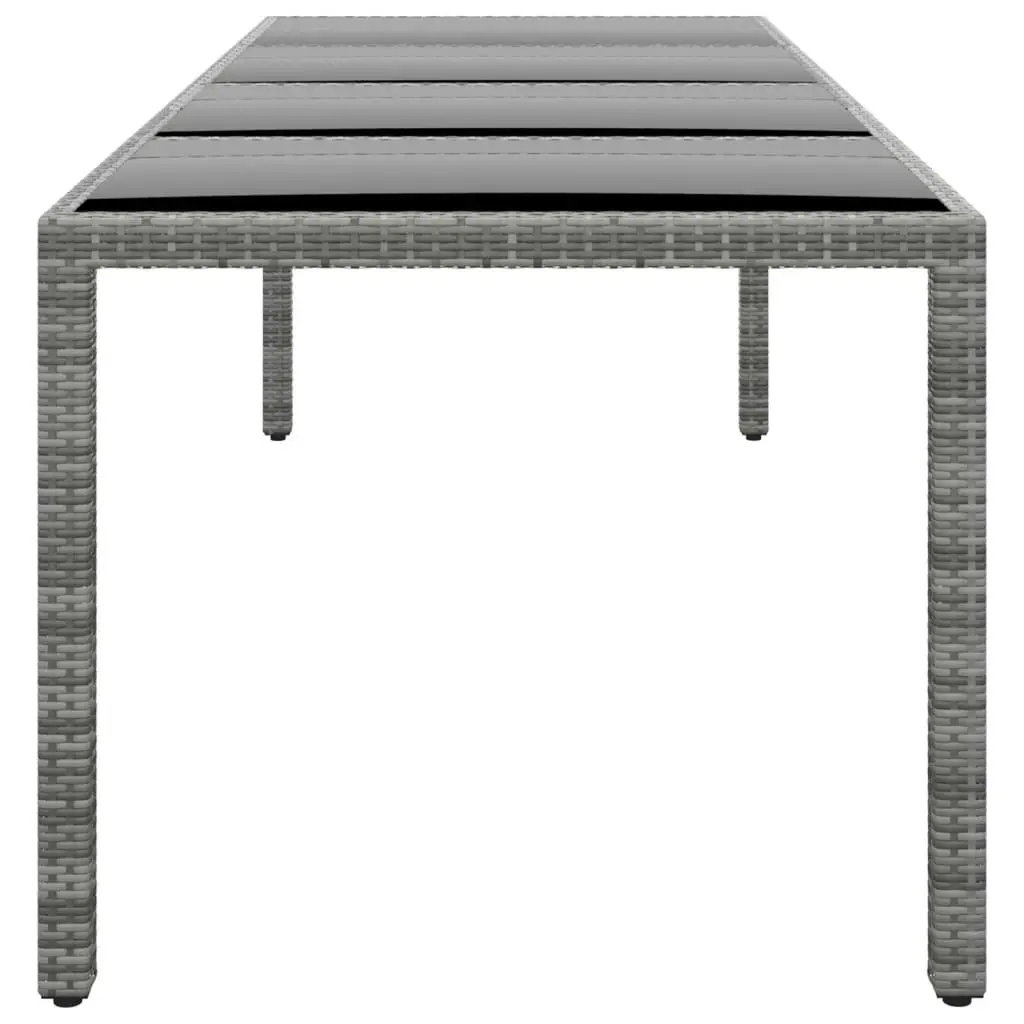 Garden Table 250x100x75 cm Tempered Glass and Poly Rattan Grey 310593