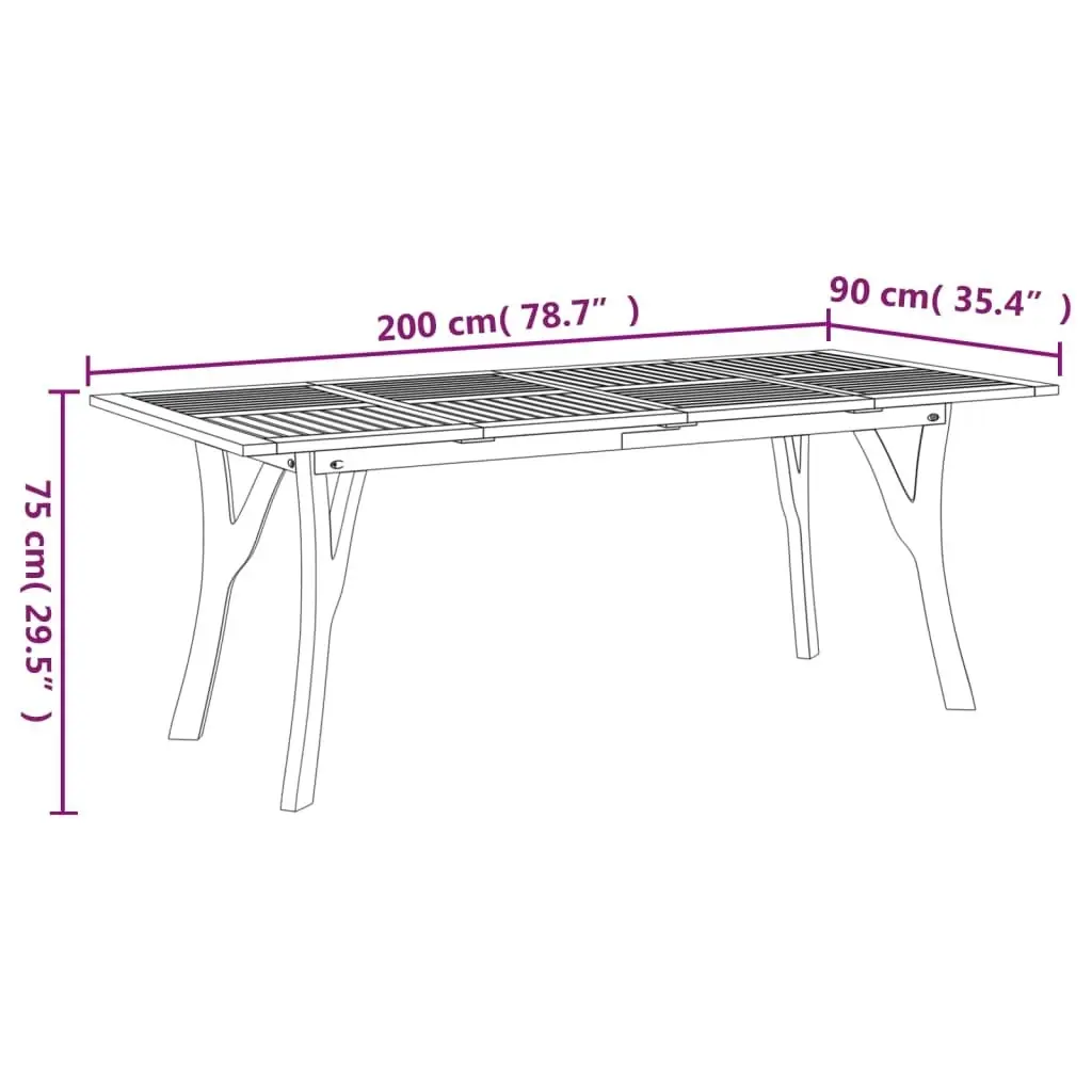 Garden Table 200x90x75 cm Solid Wood Acacia 363309