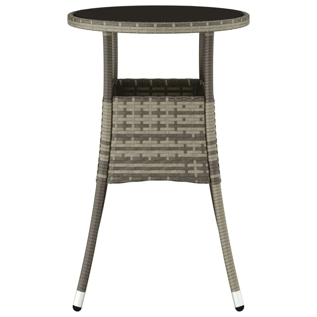 Garden Table Ø60x75 cm Tempered Glass and Poly Rattan Grey 310600