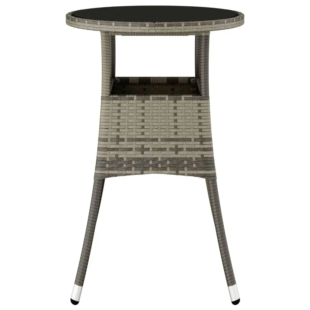 Garden Table Ø60x75 cm Tempered Glass and Poly Rattan Grey 310600