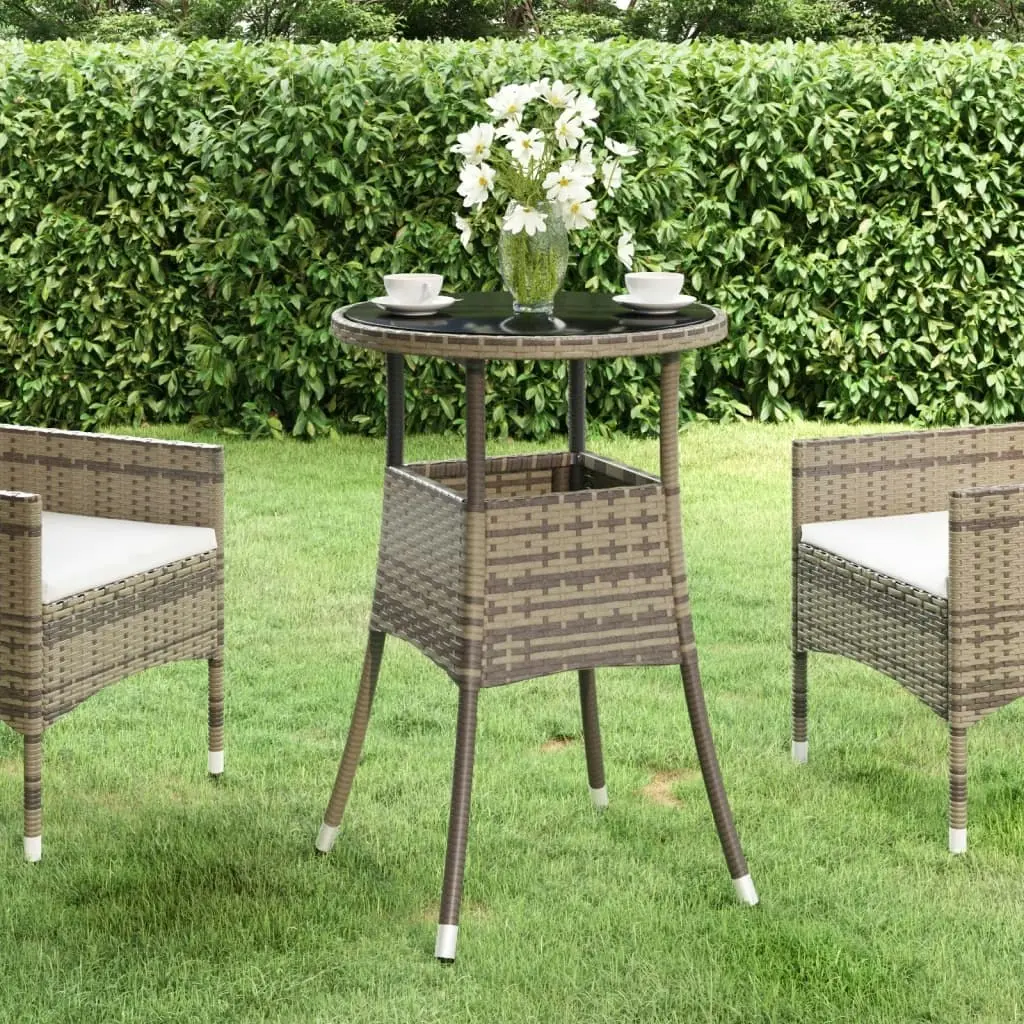 Garden Table ?0x75 cm Tempered Glass and Poly Rattan Grey 310600