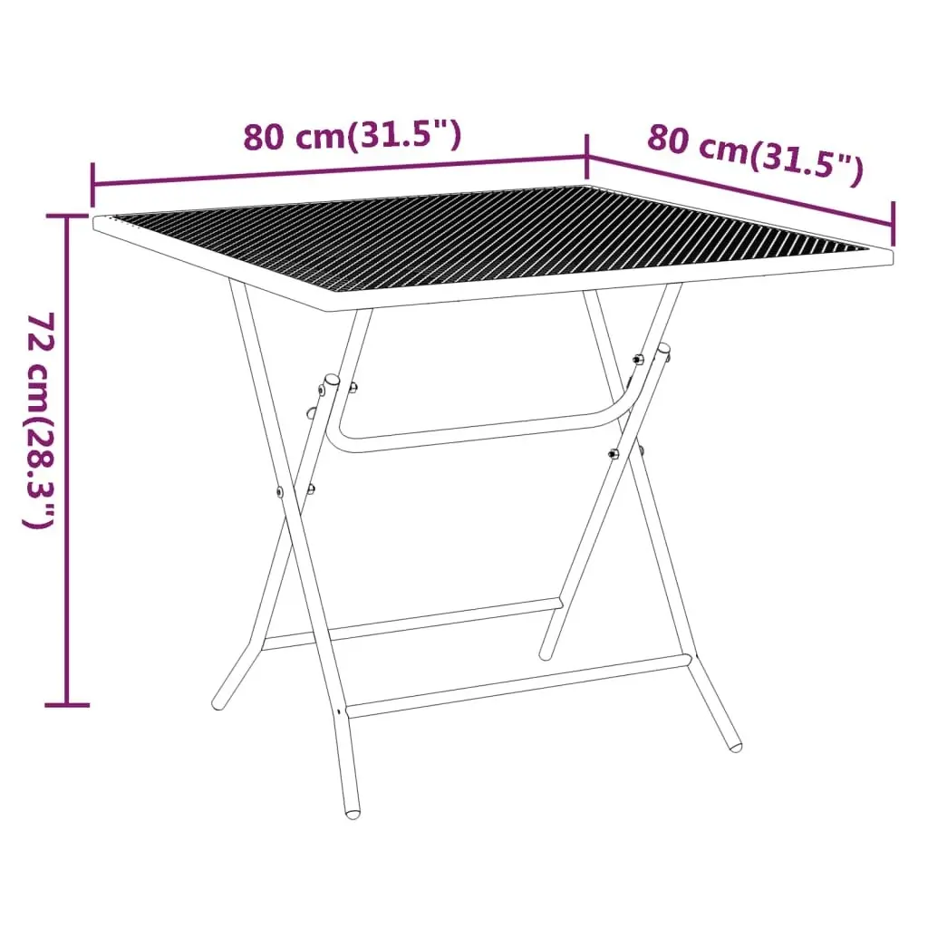 Garden Table 80x80x72 cm Expanded Metal Mesh Anthracite 317345