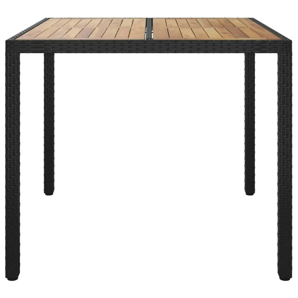 Garden Table 90x90x75 cm Poly Rattan and Acacia Wood Black 316718