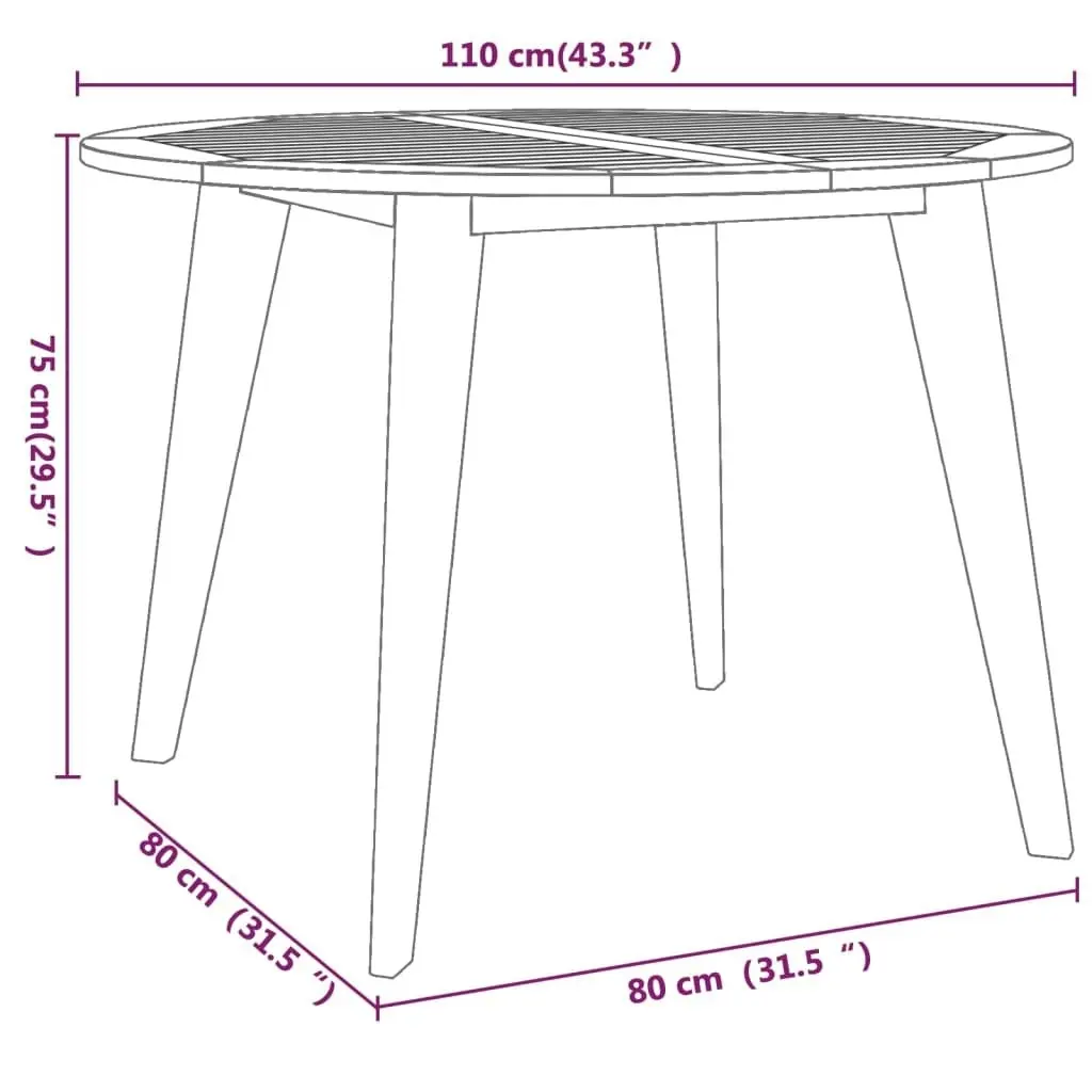 Garden Table Ã˜110x75 cm Solid Wood Acacia 310301