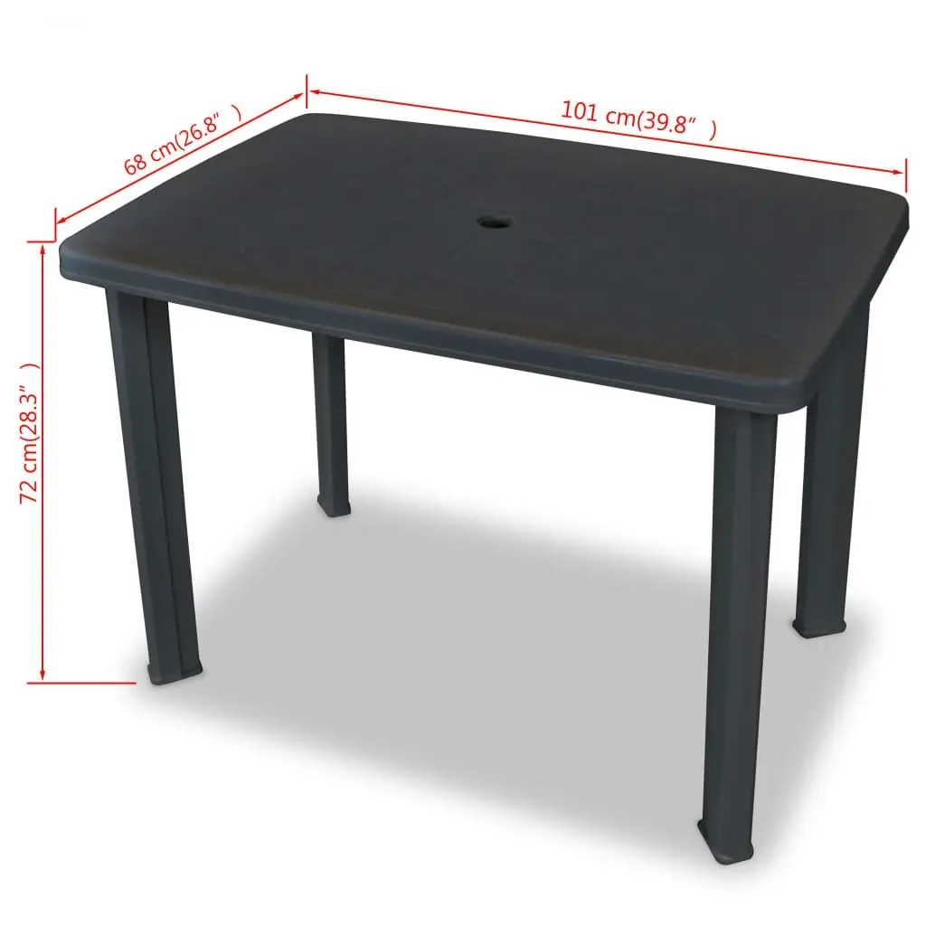 Garden Table Anthracite 101x68x72 cm Plastic 43594